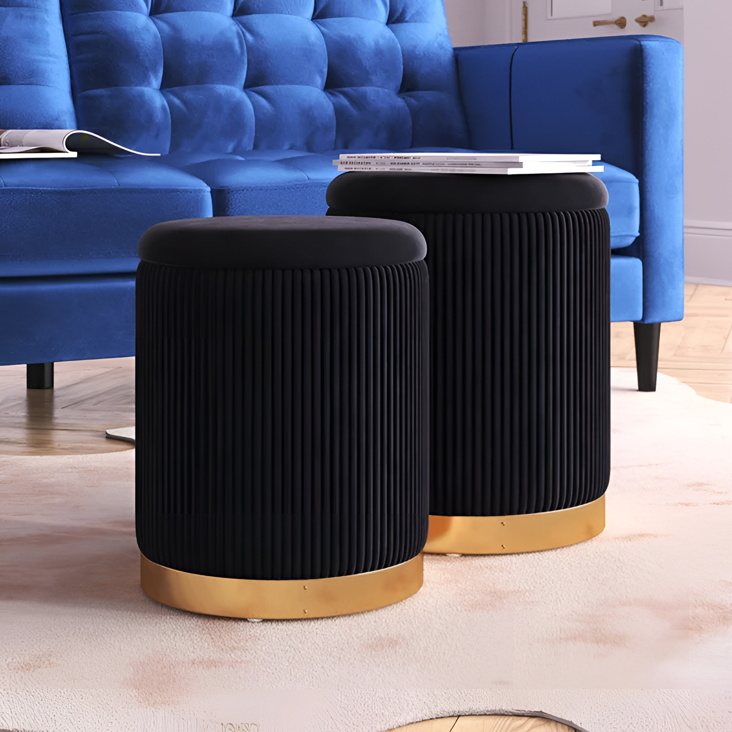 Callum Velvet Storage Ottoman - Glam Style | Ottomans | NordicAbode.com