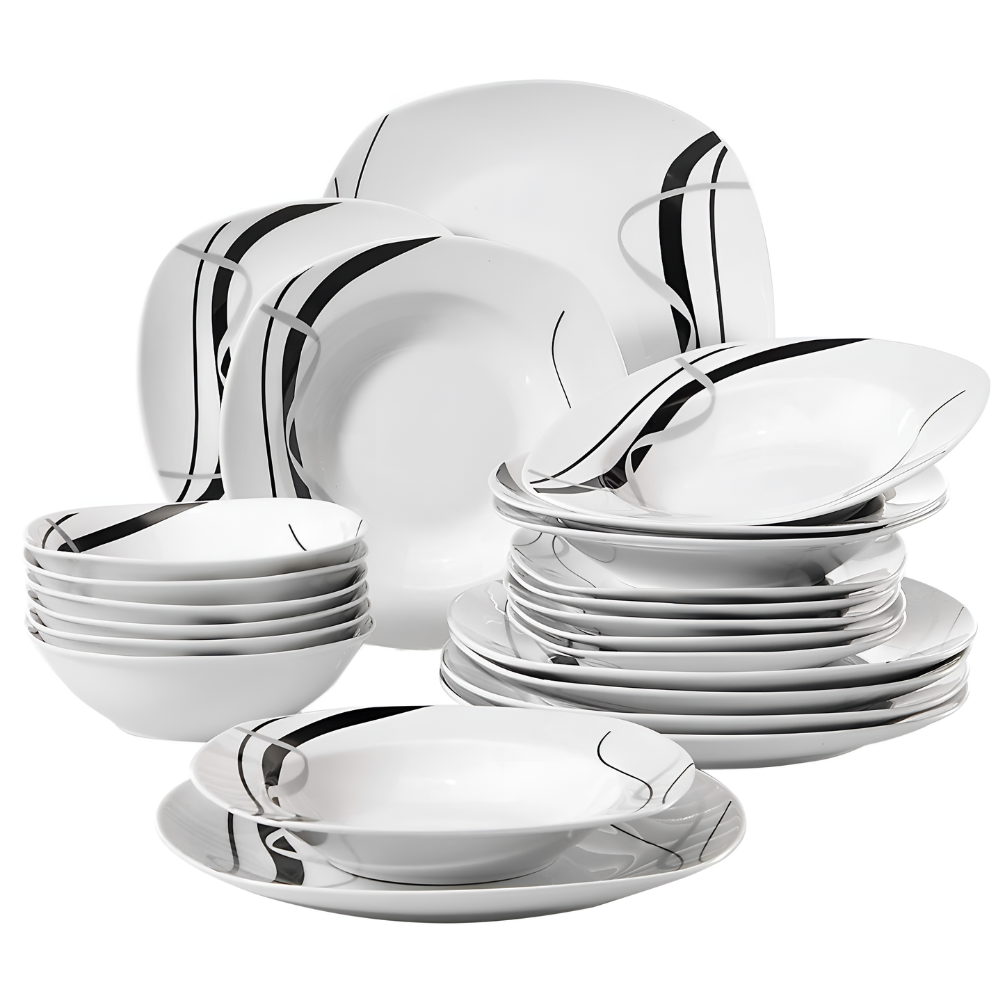 Fiona Elegant Black Porcelain Dinner Set | Dinnerware | NordicAbode.com