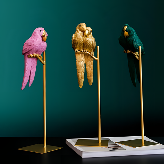 Perched Vibrant Parrot Figurines for Home | Figurines | NordicAbode.com