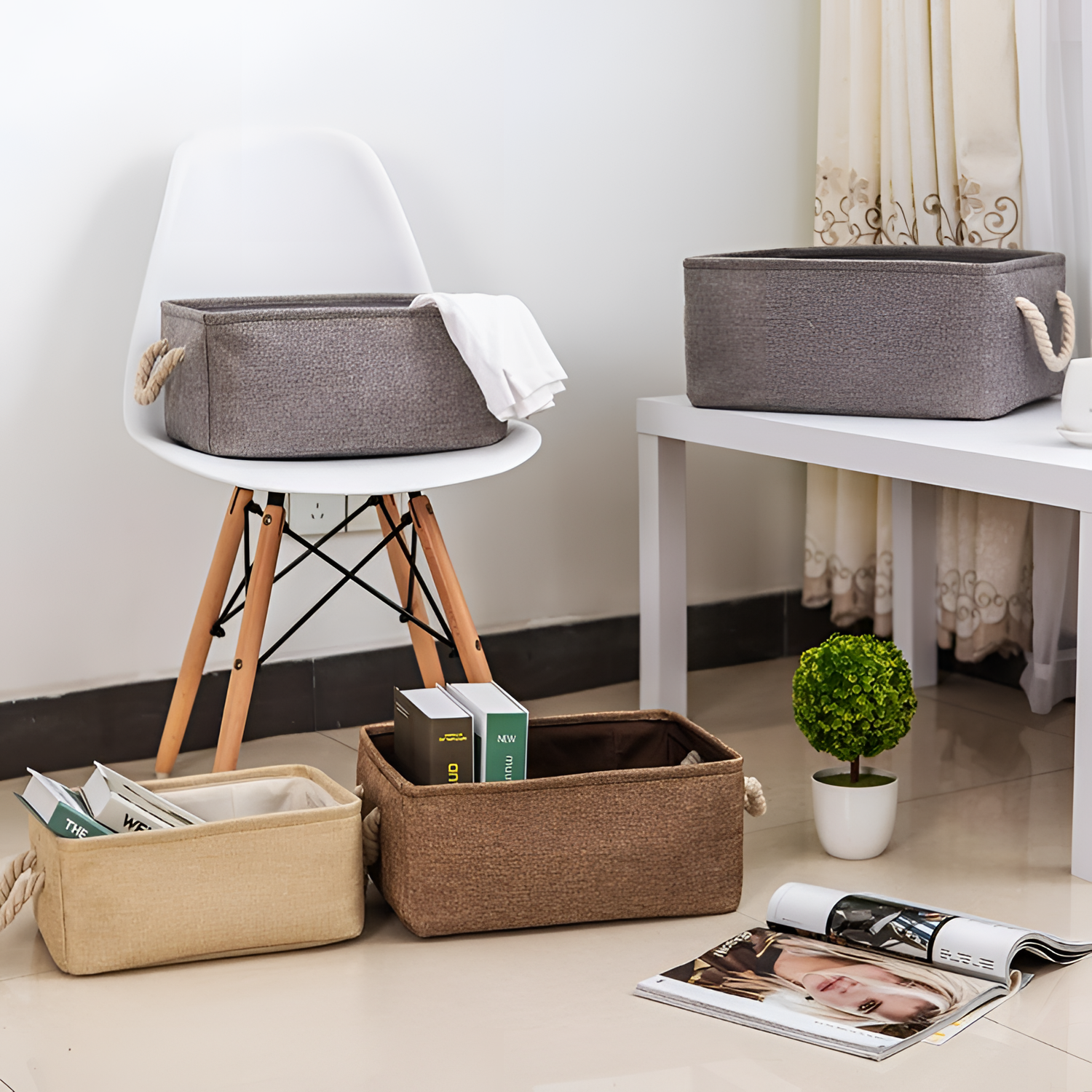 Delisa Eco-Linen Storage Basket | Storage | NordicAbode.com