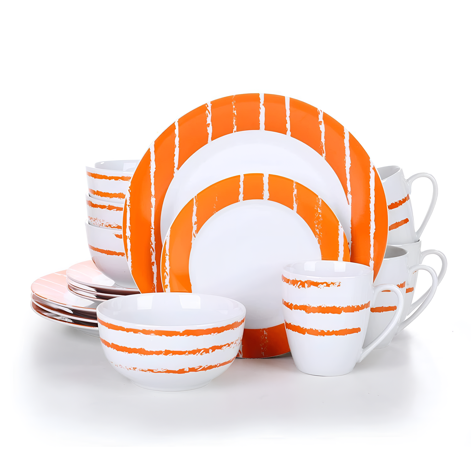 Iona 16-Piece Porcelain Dinnerware Set - Striped | Dinnerware | NordicAbode.com