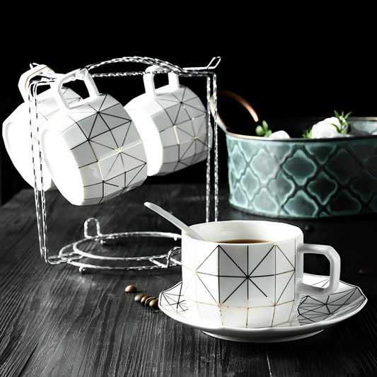 Geo Gilded Geo Teacup Set | Tableware | NordicAbode.com