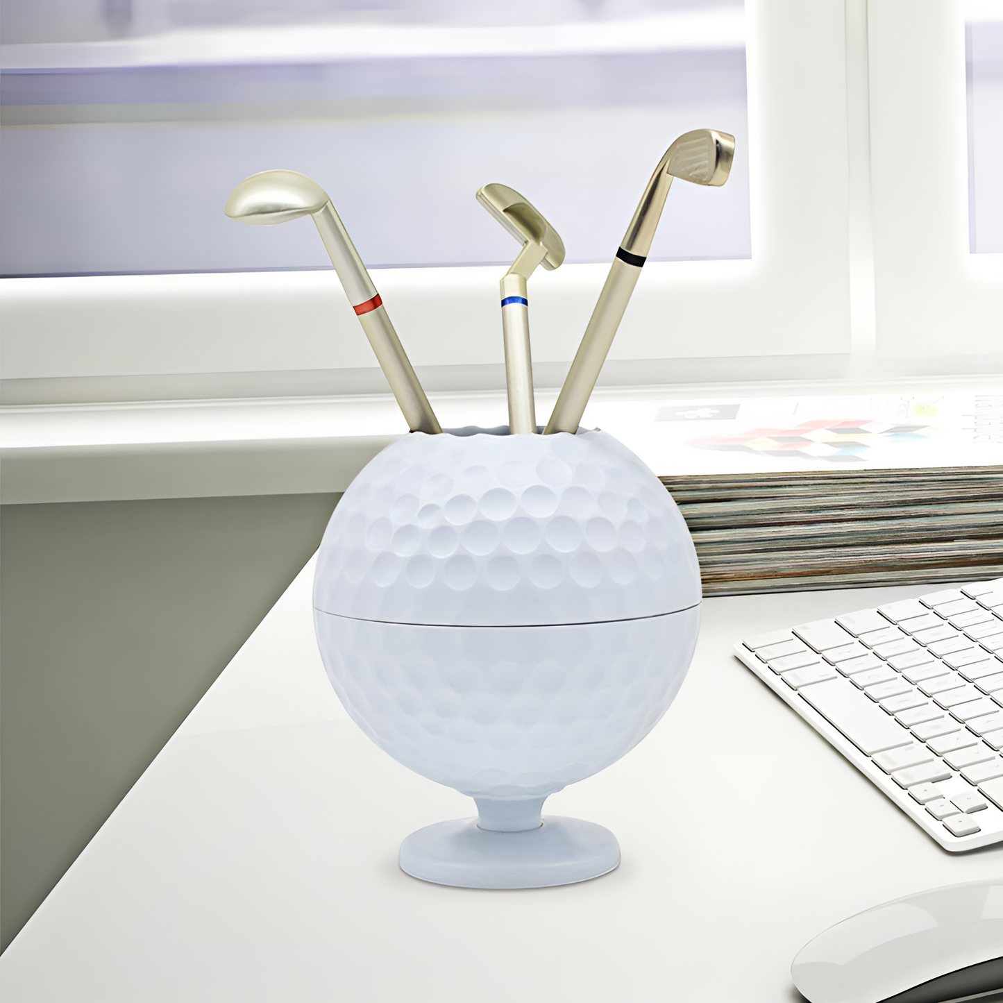 Novelty Golf Ball Utensil Holder Set | Office Decor | NordicAbode.com