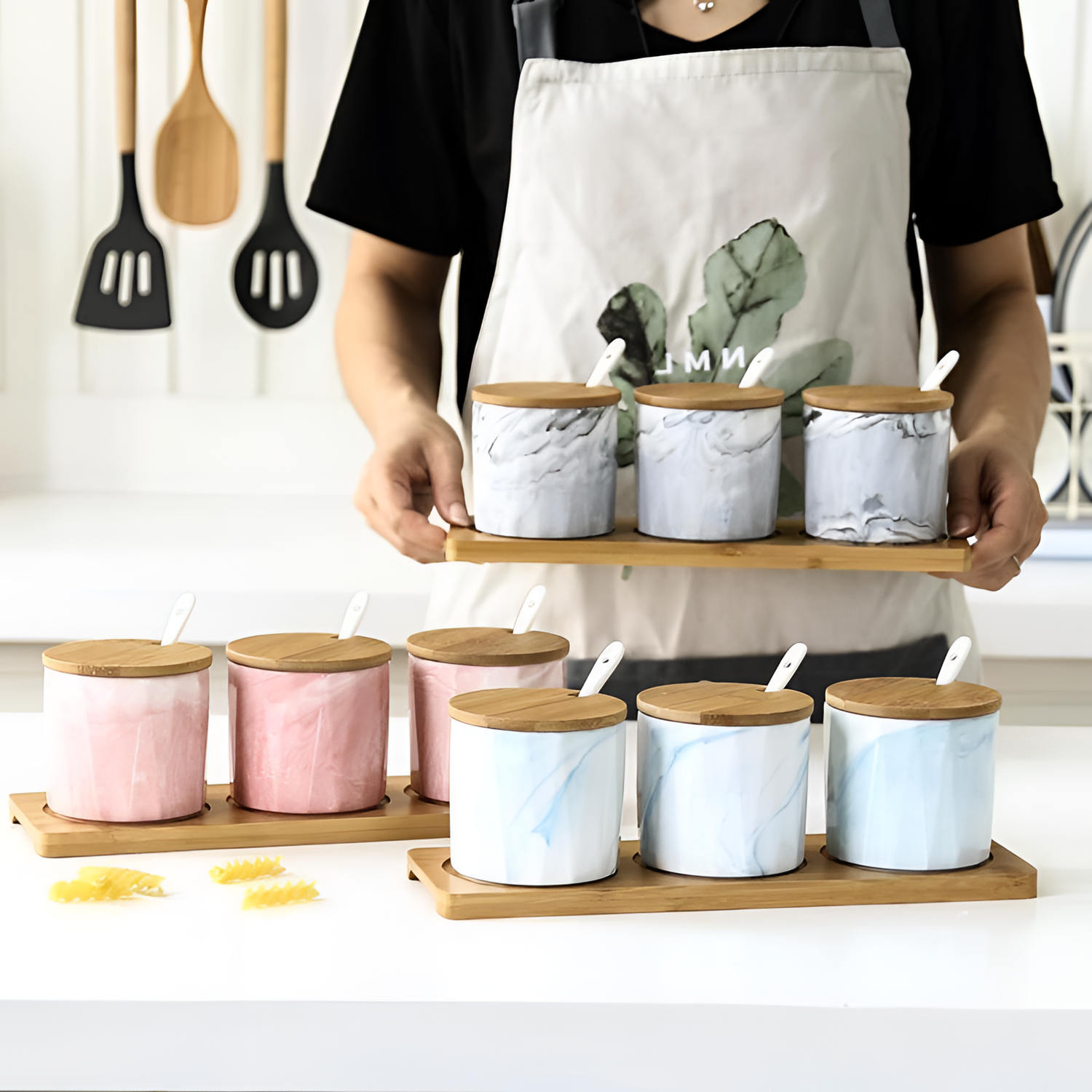 Marble Ceramic Marble Spice Jars | Kitchen Decor | NordicAbode.com