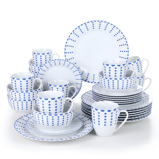 Corin 32-Piece Porcelain Dinnerware Set - Stripe Pattern | Dinnerware | NordicAbode.com