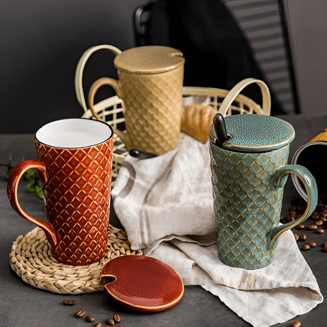 Large Stoneware Coffee Mug Set | Drinkware | NordicAbode.com