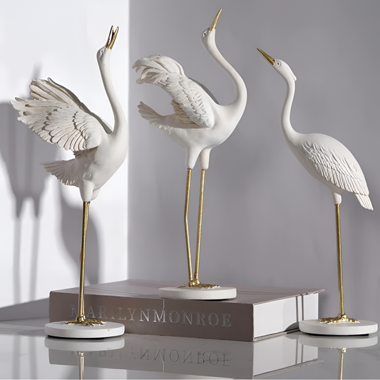 Elegant Crane Statue Set | Statues | NordicAbode.com