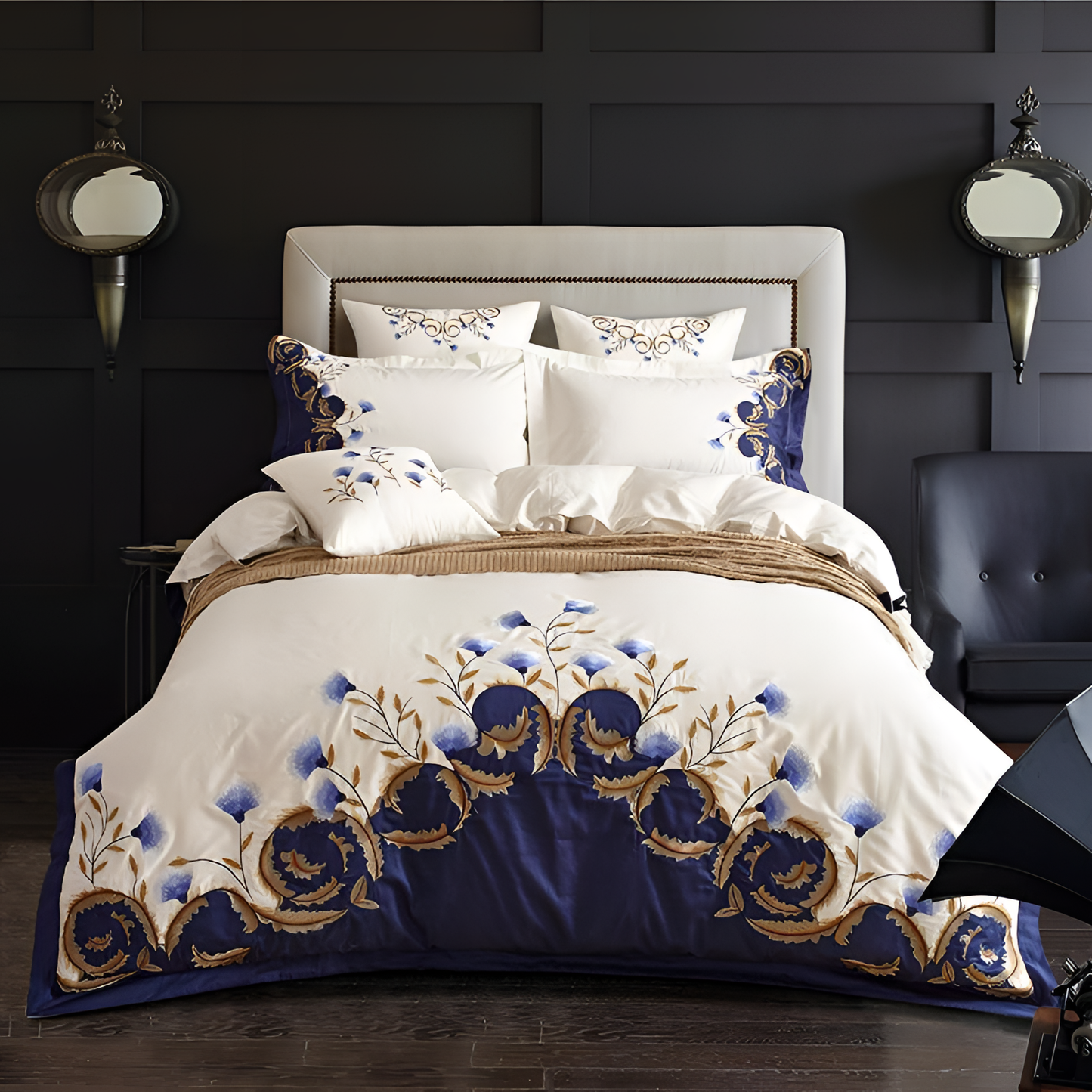 Zaydena Embroidered Egyptian Cotton Duvet Set | Bedding | NordicAbode.com