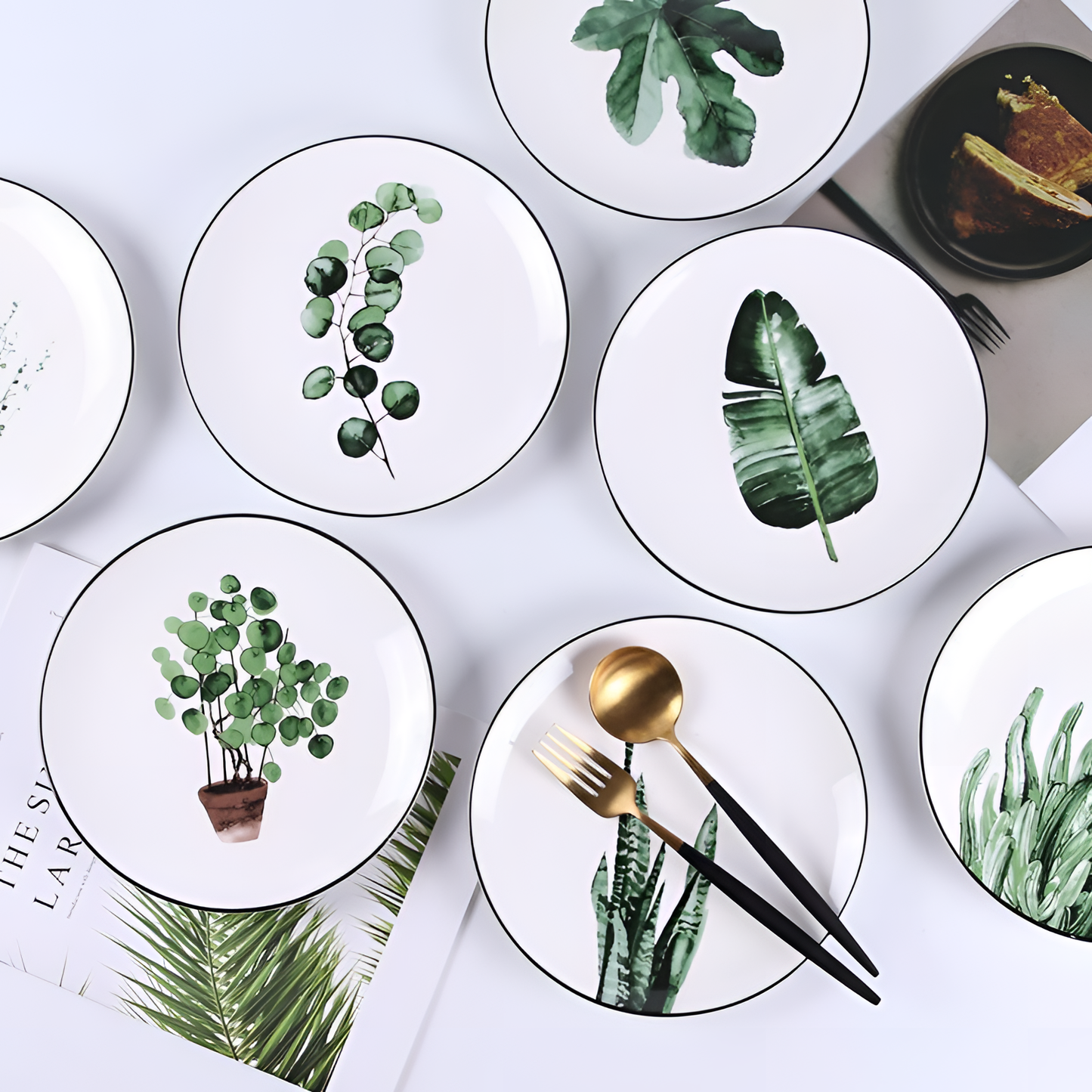 Green Leaf Ceramic Plate | Tableware | NordicAbode.com