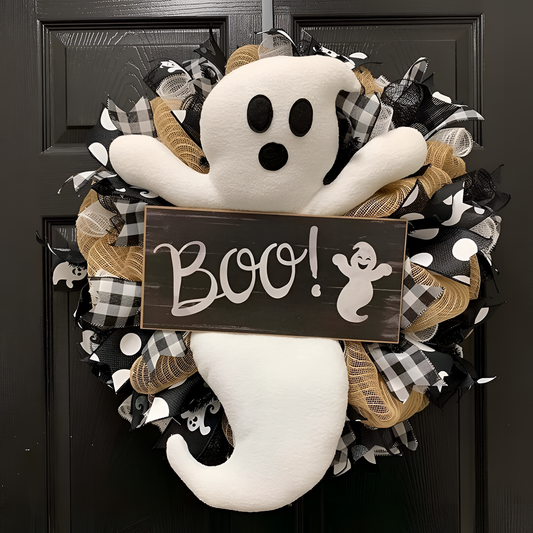 Halloween Spooky Ghost Wreath Decoration | Halloween Decor | NordicAbode.com