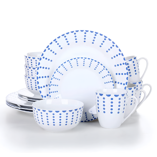 Corin 16-Piece Porcelain Dinnerware Set - Stripe Pattern | Dinnerware | NordicAbode.com