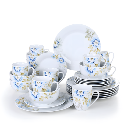 Montana 32-Piece Porcelain Dinnerware Set - Geometric Patterns | Dinnerware | NordicAbode.com