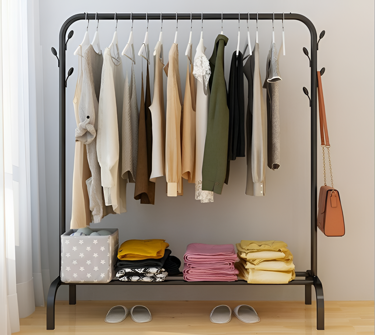 Ciara Iron Clothes Rack with Shelf | Storage | NordicAbode.com