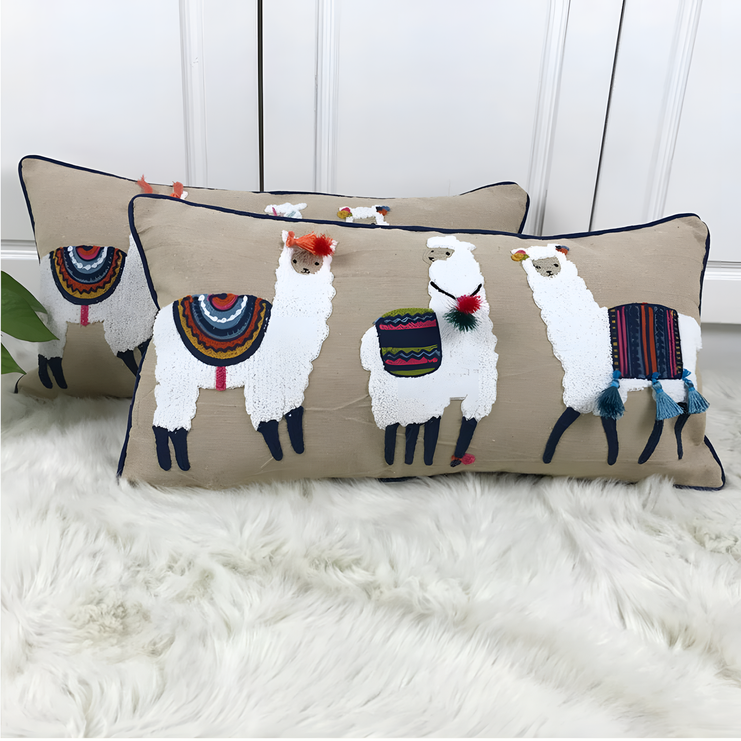 Alpaca Embroidered Alpaca Cushion Cover | Cushions | NordicAbode.com