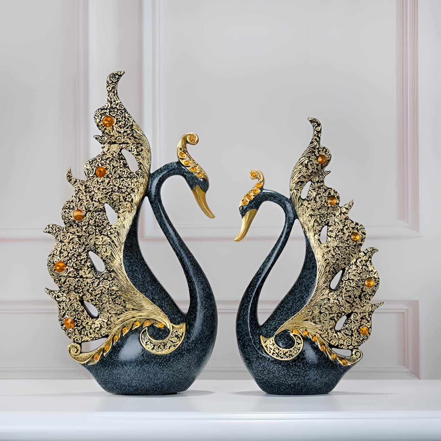 Royal Luxurious Royal Swan Pair | Decorative Accents | NordicAbode.com