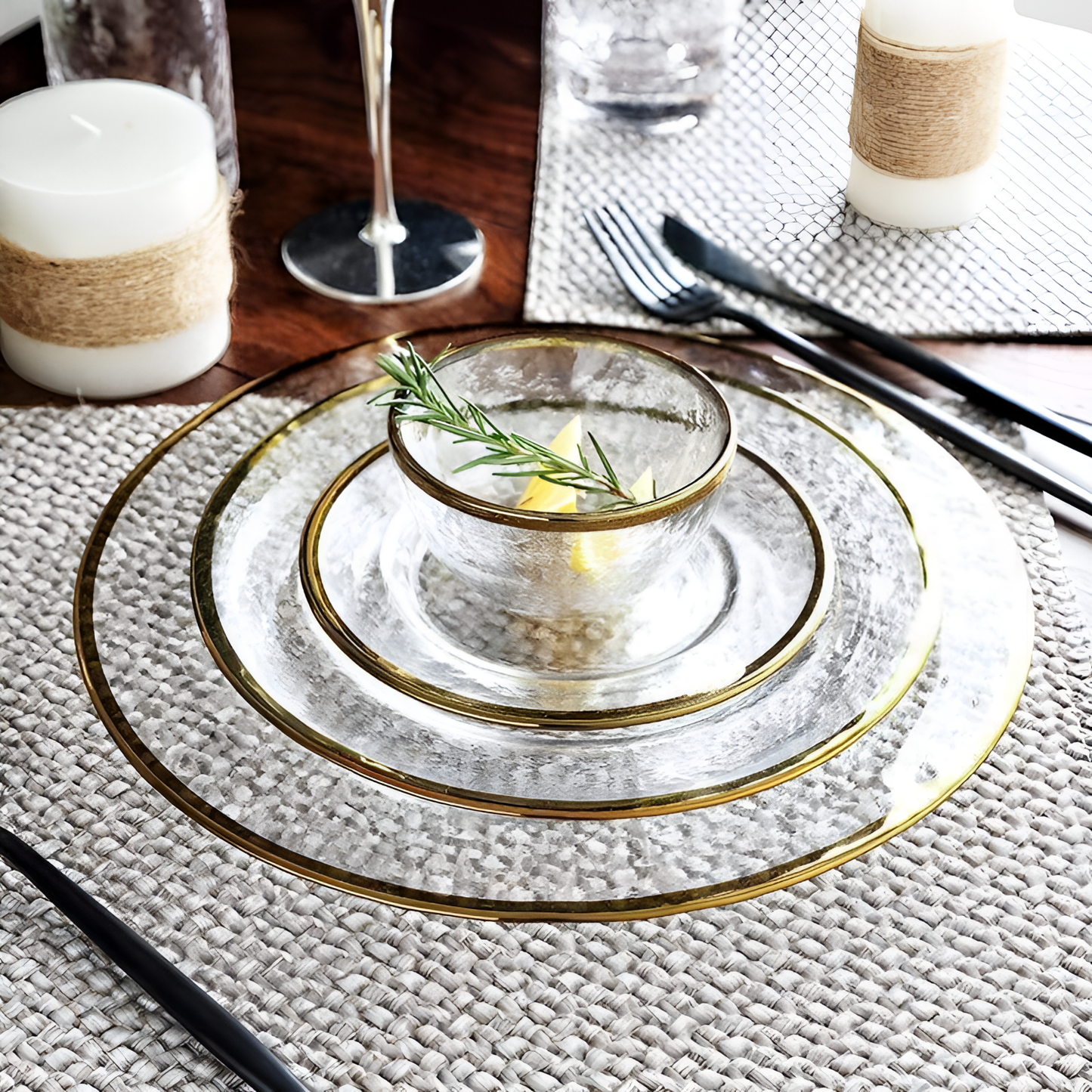 Opaque Elegant Gold Rim Dinnerware | Dinnerware | NordicAbode.com