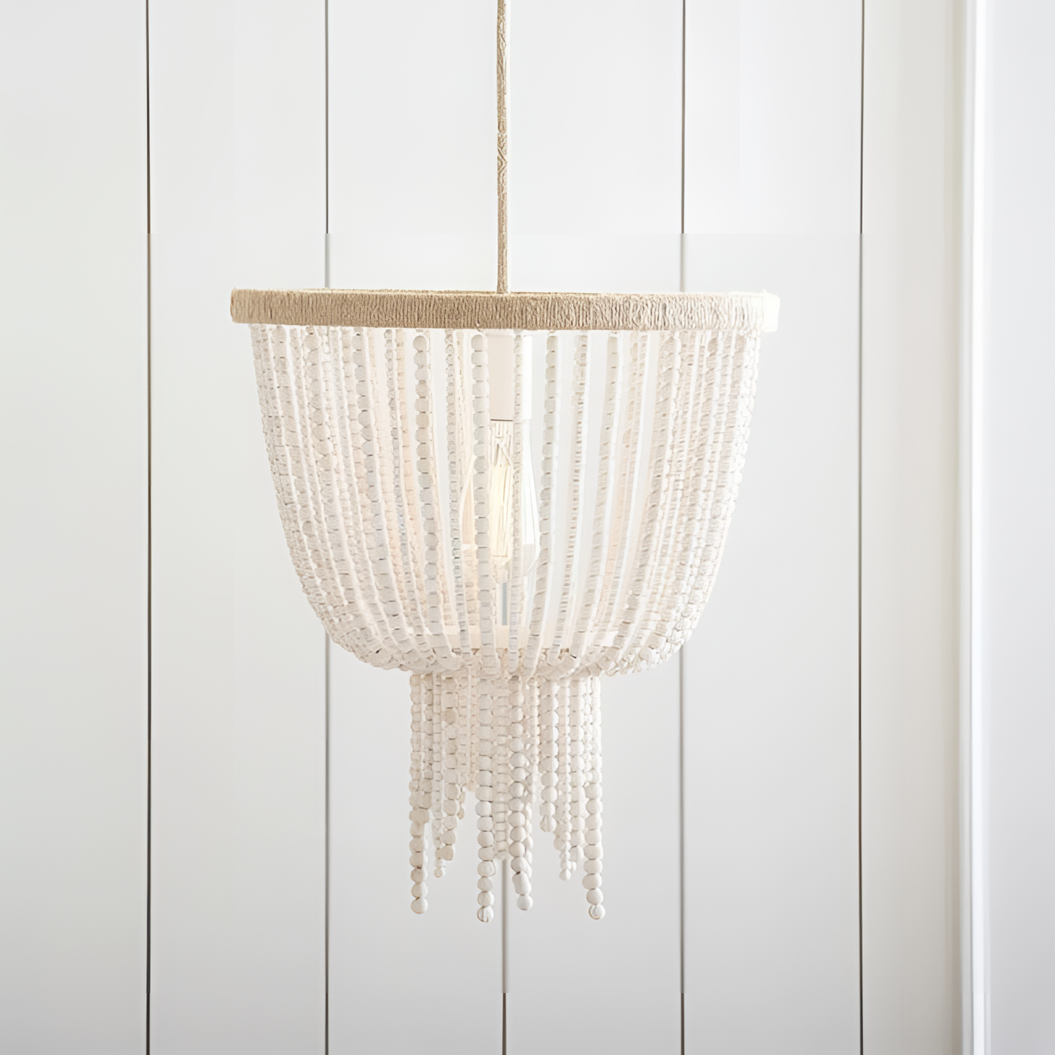 Marie Boho Wood Beaded Pendant Light | Lighting | NordicAbode.com