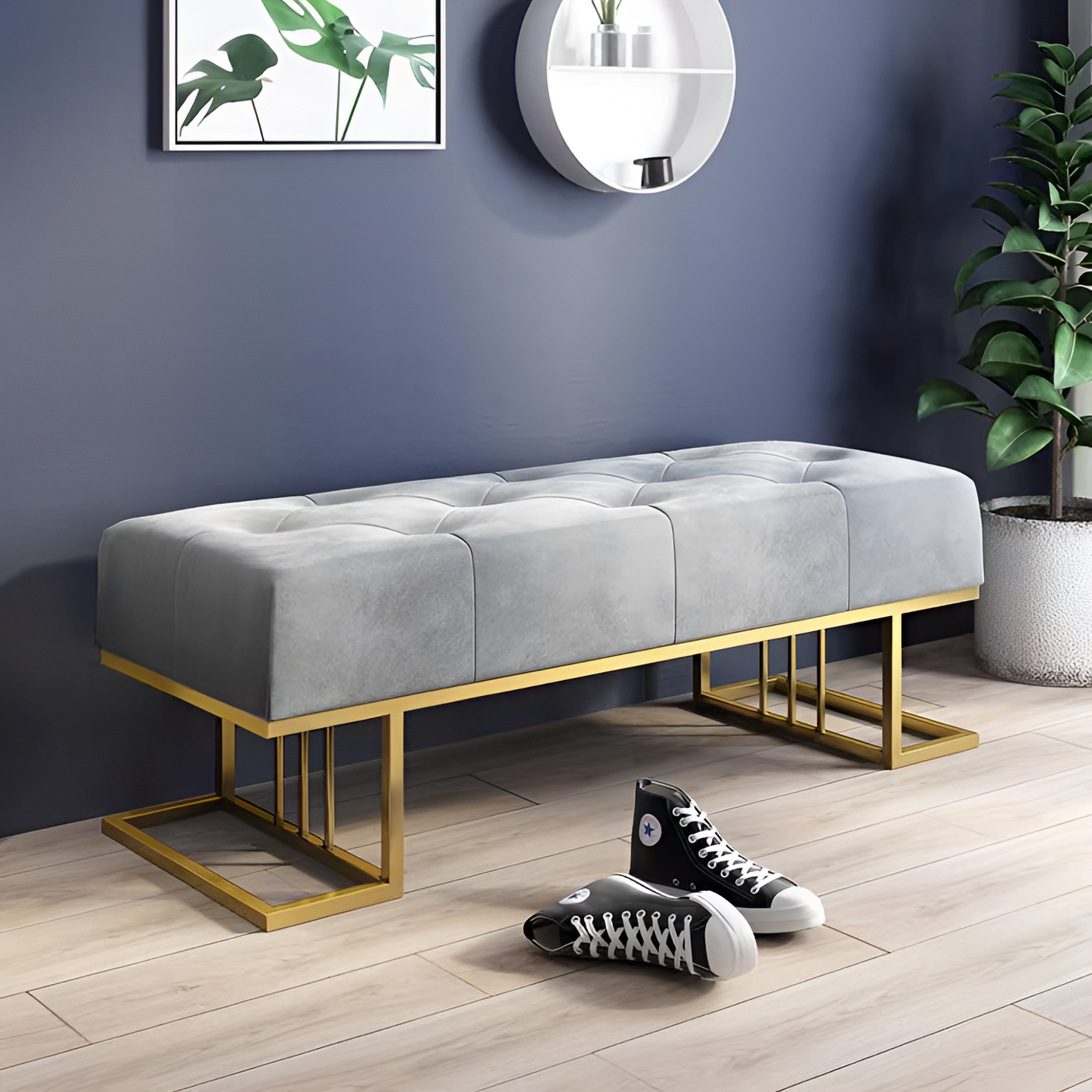 Odger Elegant Velvet Ottoman Accent | Ottomans | NordicAbode.com