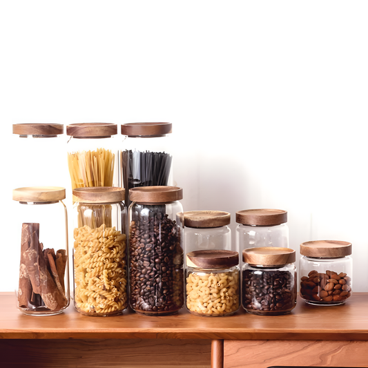 Sealed Wood Lid Glass Storage Bottles | Storage | NordicAbode.com