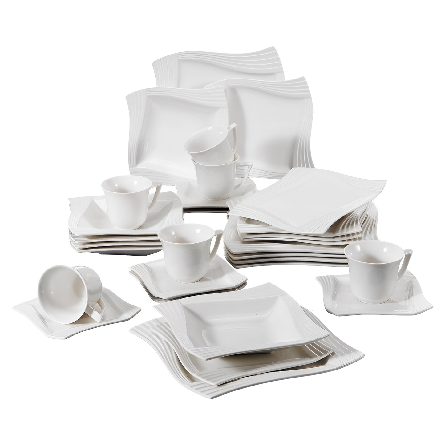 Serie 30-Piece White Porcelain Dinner Set | Tableware | NordicAbode.com