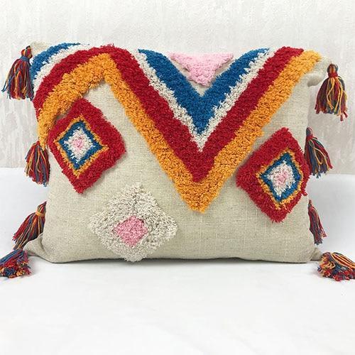 Boho Tassel Embroidery Cushion - Nordic Side - 