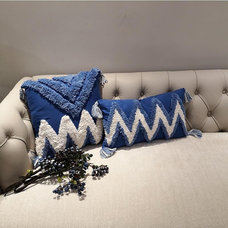 Boho Geometry Blue Cushion - Nordic Side - 