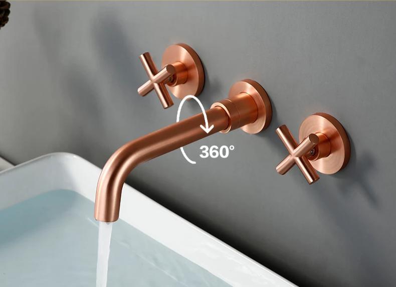 Bertinelli - Double Cross Handle Wall Mounted Faucet - Nordic Side - 11-18, modern-pieces