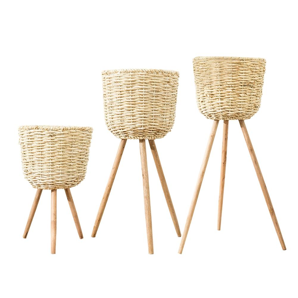 Ottilie - Handmade Bamboo Standing Basket - Nordic Side - 08-06, modern-farmhouse