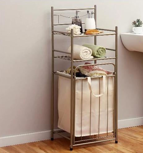 Theodore Space-Saving Laundry Basket & Shelves