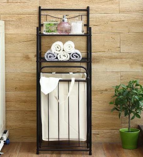 Theodore - Laundry Storage Shelves & Basket - Nordic Side - 08-02, feed-cl0-over-80-dollars, furniture-tag, modern-farmhouse