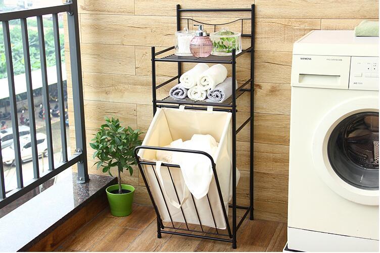 Theodore - Laundry Storage Shelves & Basket - Nordic Side - 08-02, feed-cl0-over-80-dollars, furniture-tag, modern-farmhouse