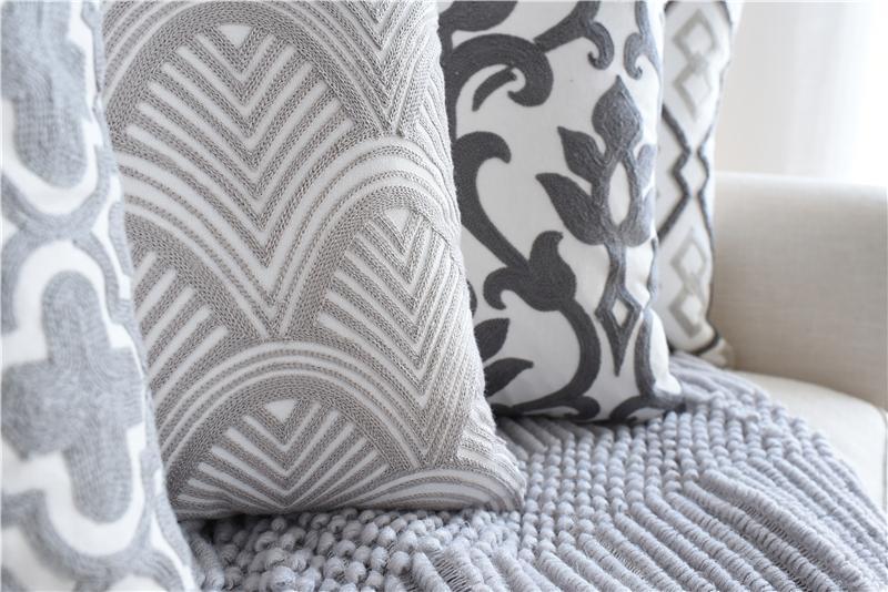 Grey Vintage Pattern Cushion Covers - Nordic Side - 