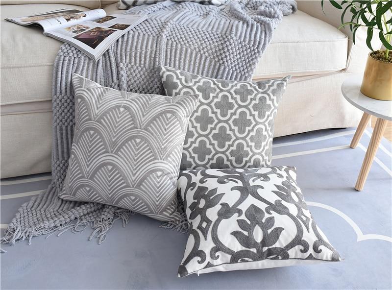 Grey Vintage Pattern Cushion Covers - Nordic Side - 