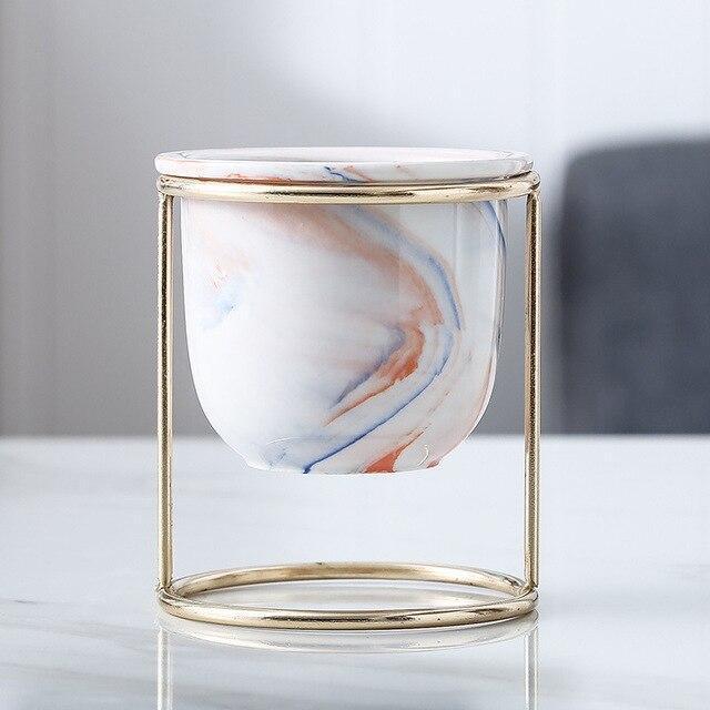 Marble Pot with Golden Stand - Nordic Side - 