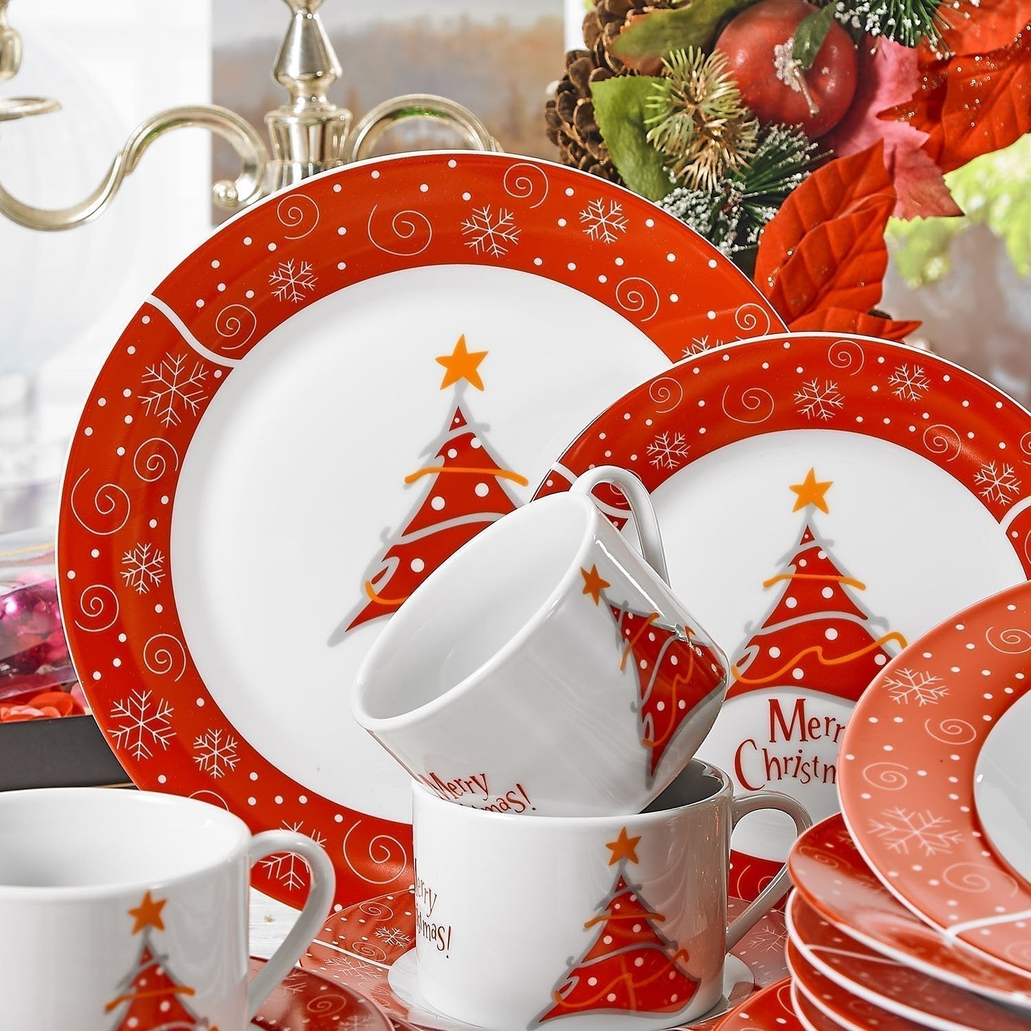 Christmas Style Porcelain Dinnerware(60-Pieces) - Nordic Side - christmas, dinnerware, new year, xmas