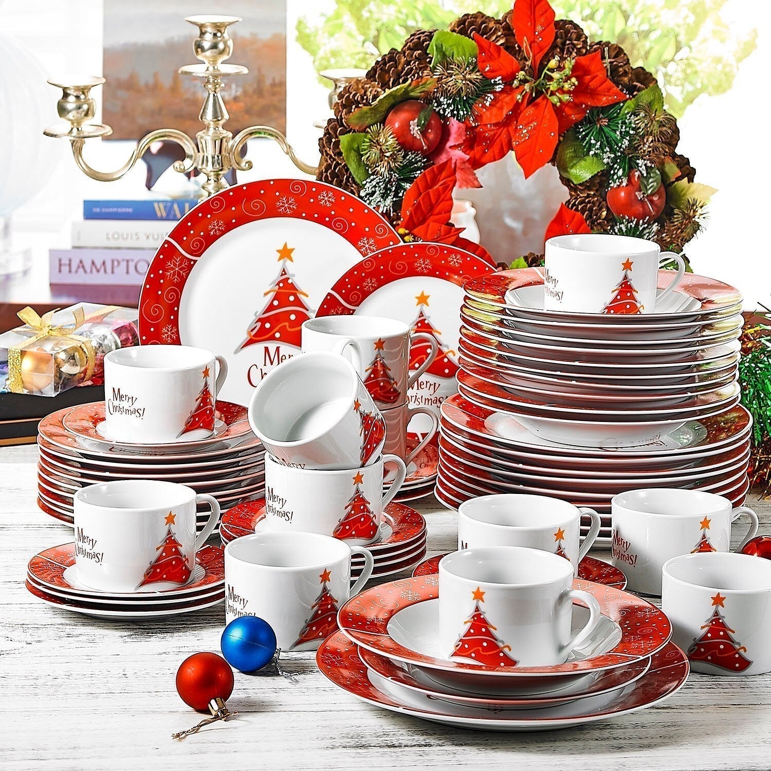 Christmas Style Porcelain Dinnerware(60-Pieces) - Nordic Side - christmas, dinnerware, new year, xmas