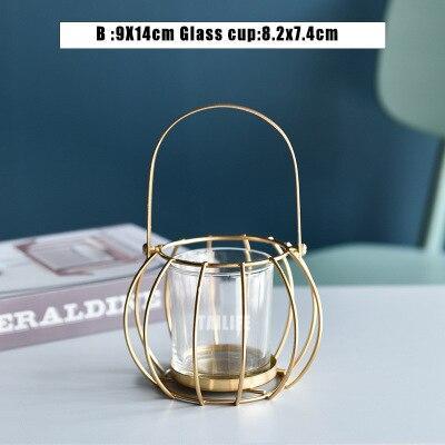 Gold Glass Geometric Candle Holder - Nordic Side - 