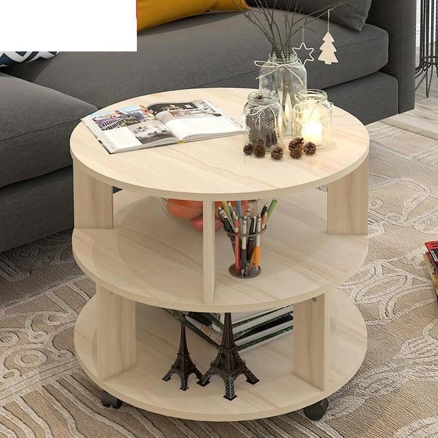 Whaler Modern Round End Table - Multi-Shelf