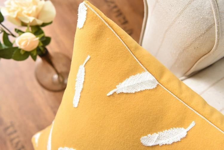 Feather Yellow Cushion Cover - Nordic Side - 