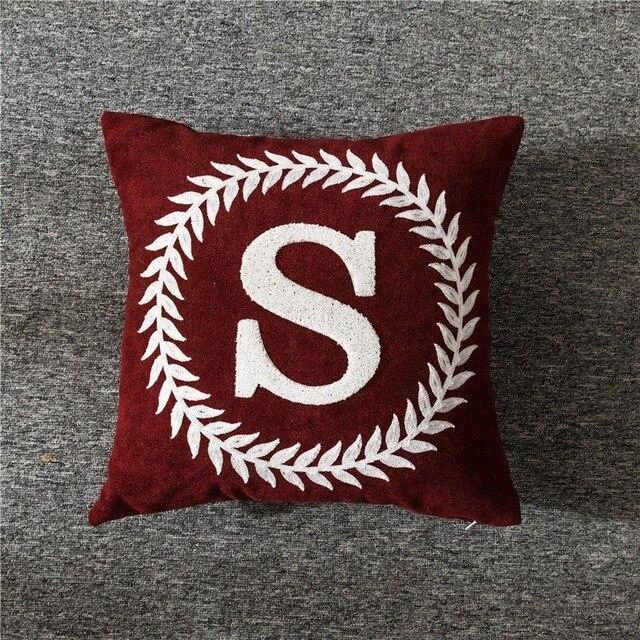 Letter Embroidered Cushion Cover - Nordic Side - 