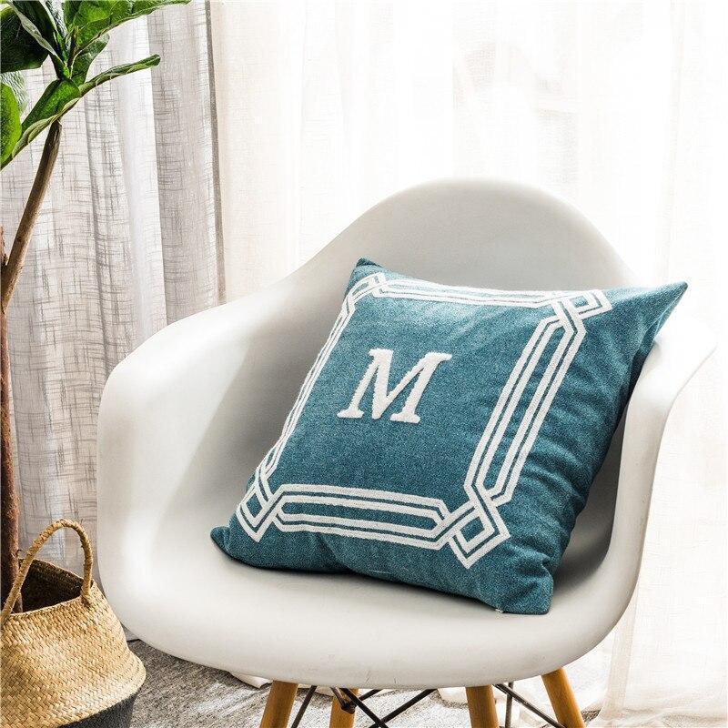 Letter Embroidered Cushion Cover - Nordic Side - 