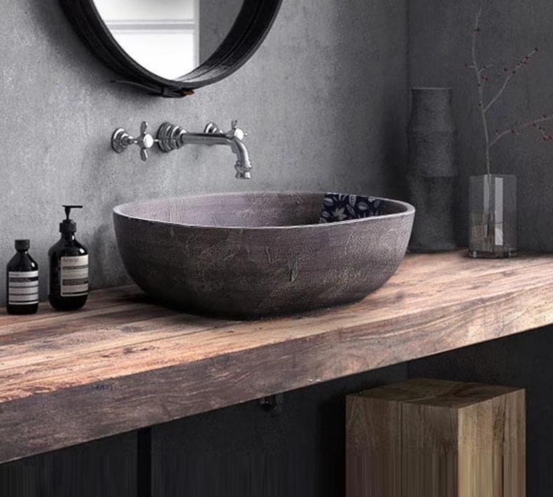 Laila - Vintage Antique Cement Wash Basin - Nordic Side - 11-26, bathroom, modern-pieces, sink