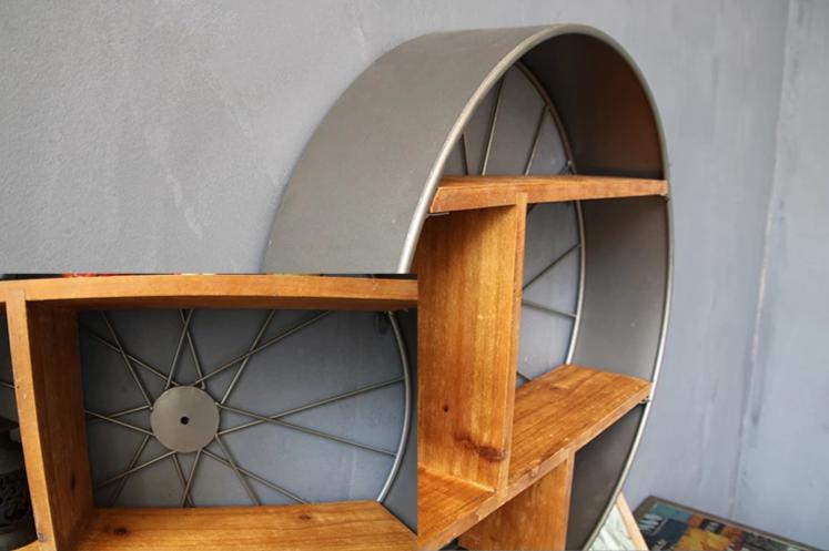 Lau - Wood & Iron Wheel Shelf - Nordic Side - 12-02, modern-farmhouse