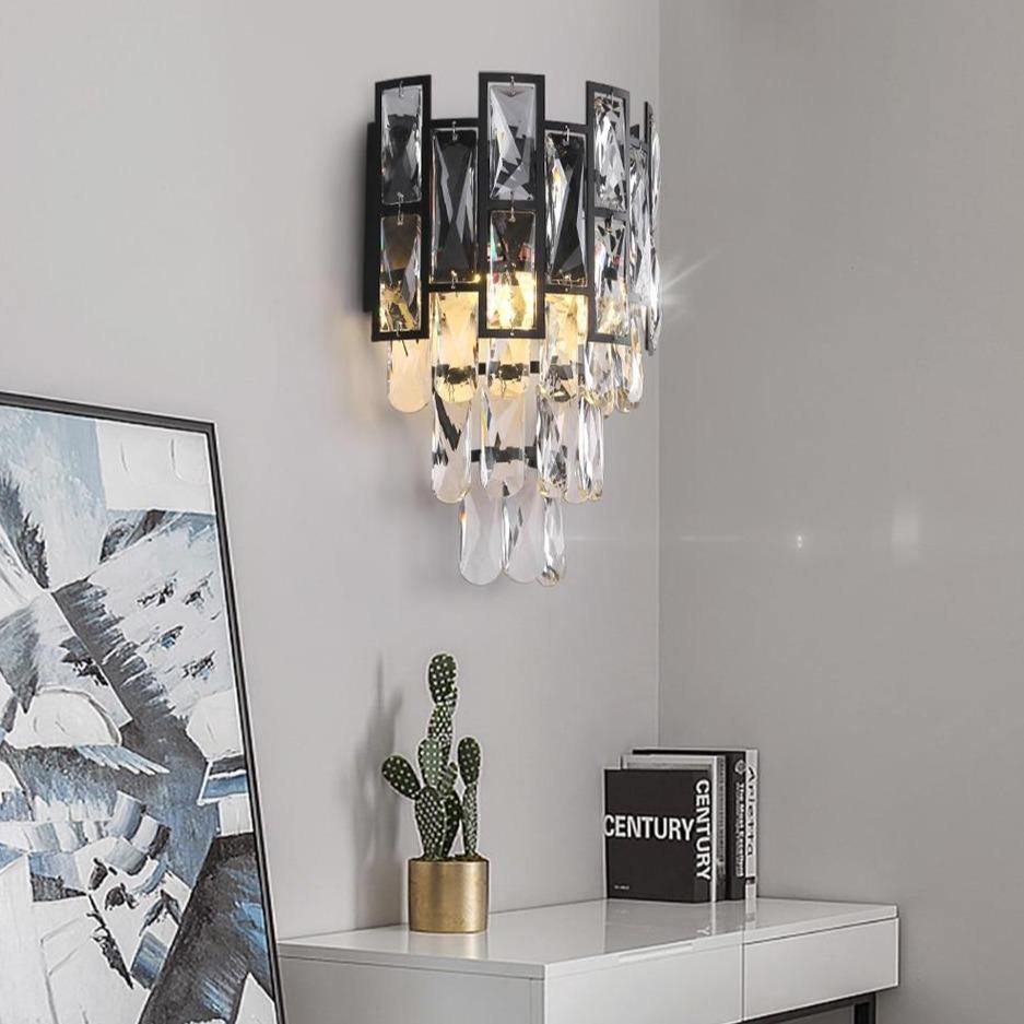 Mimis' Mirrored Wall Lamp - Nordic Side - black, crystal, walllamp