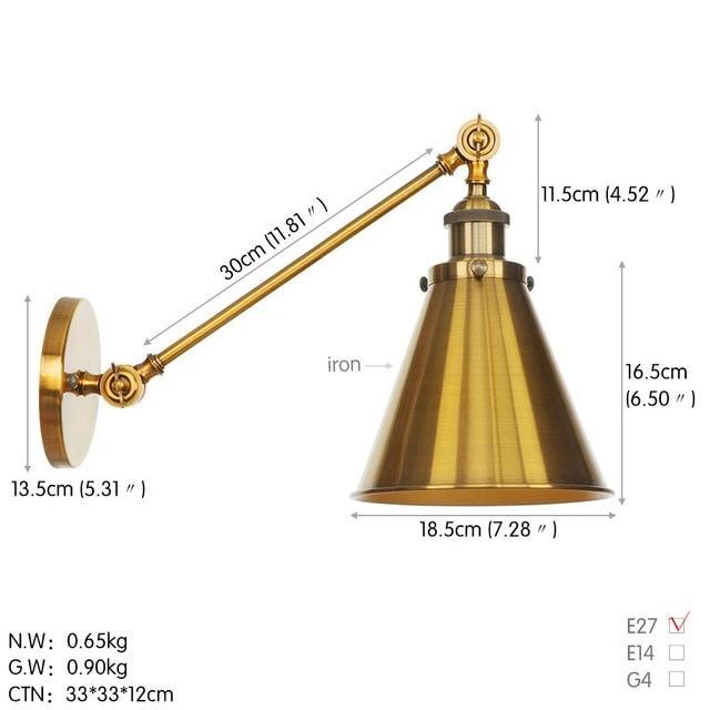 Gold Long Arm POLO Wall Light - Nordic Side - 