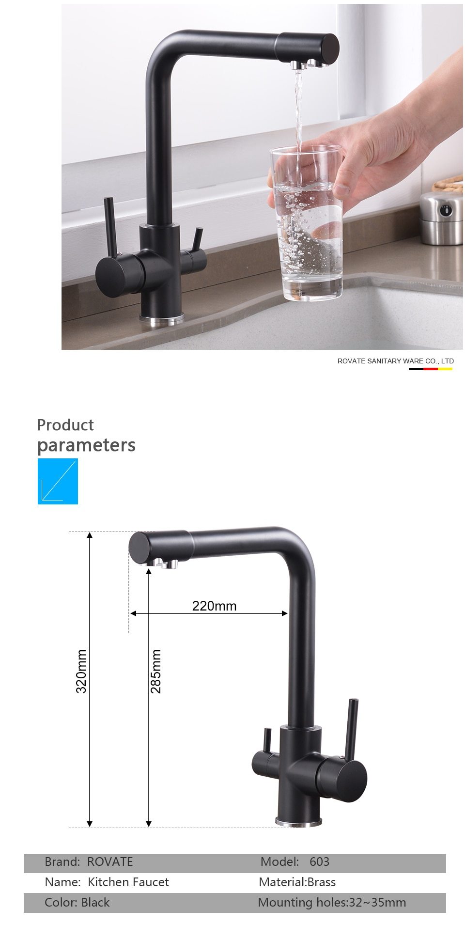 Cott - Modern 3 in 1 Kitchen Faucet - Nordic Side - 03-15