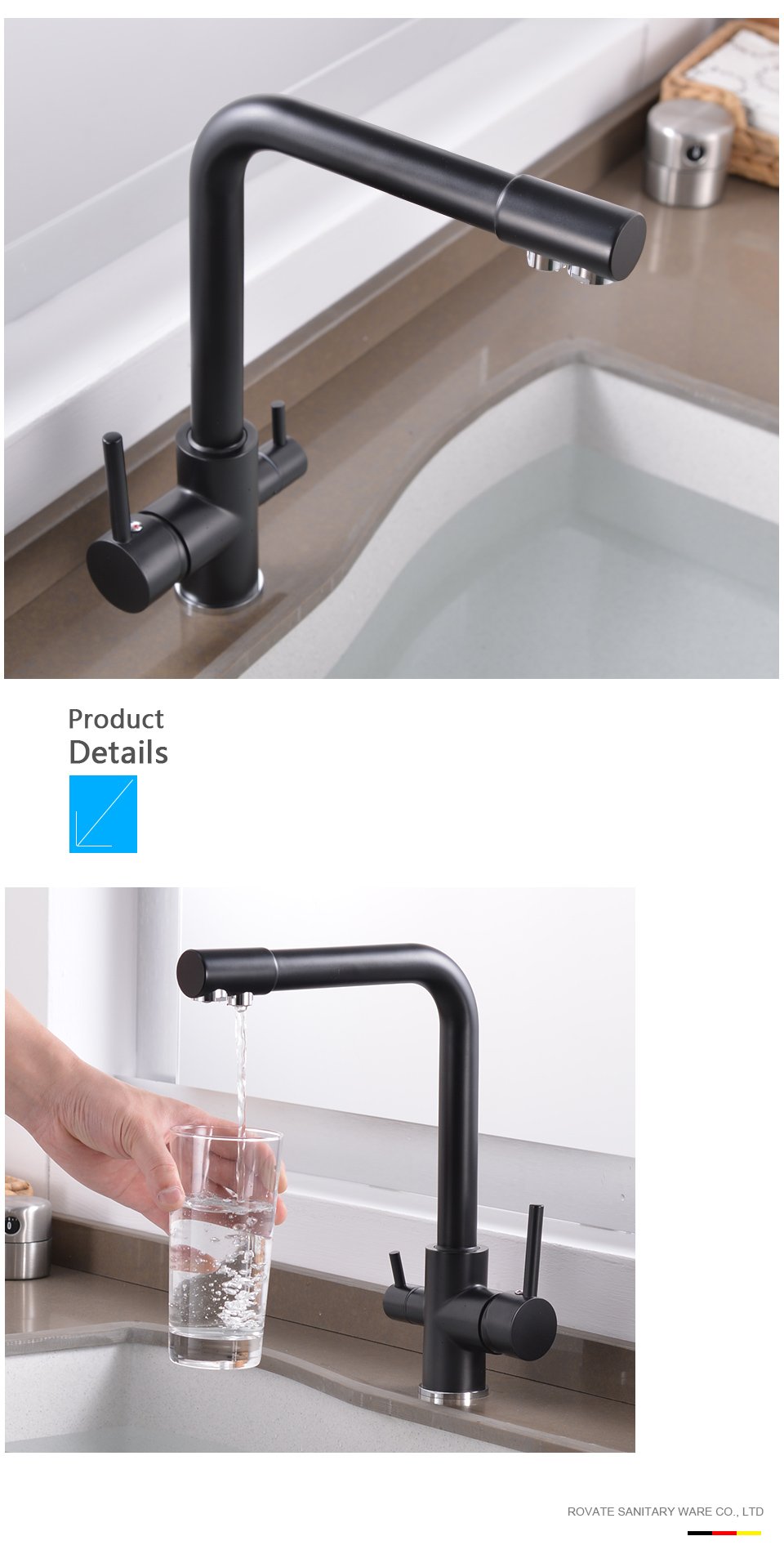 Cott - Modern 3 in 1 Kitchen Faucet - Nordic Side - 03-15