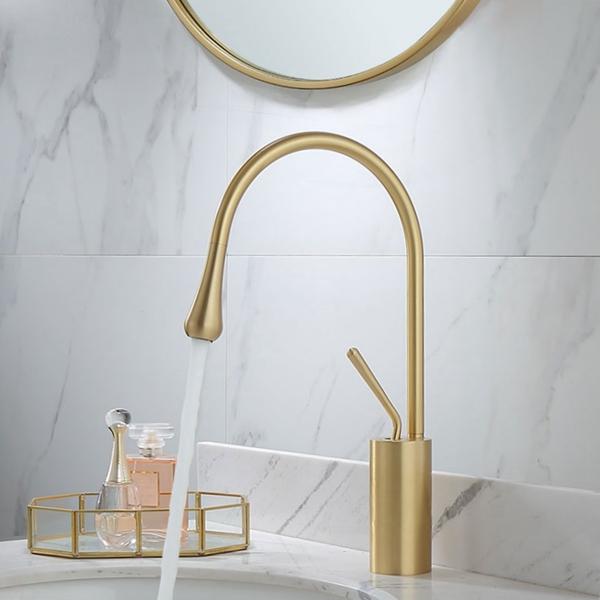 Raffeto - Brass Crane Bathroom Faucet - Nordic Side - 03-12, modern-pieces