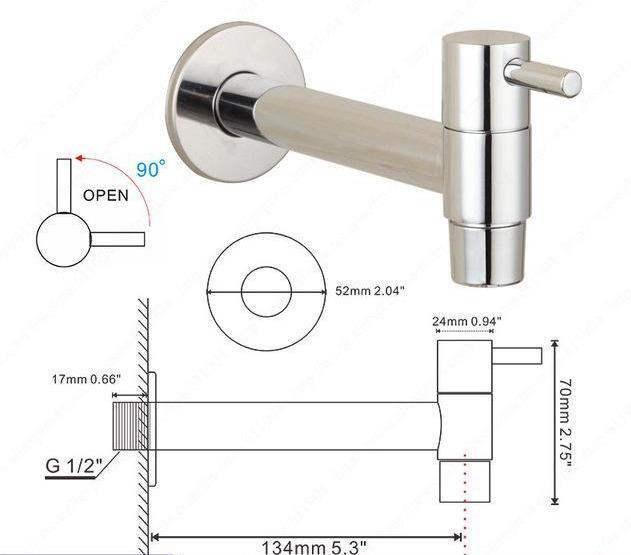 Linus - Chrome Wall Mounted Bathroom Faucet - Nordic Side - 03-27, modern-pieces