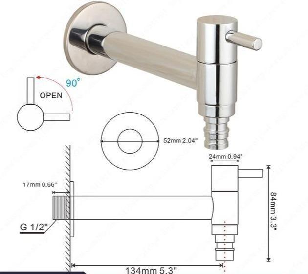 Linus - Chrome Wall Mounted Bathroom Faucet - Nordic Side - 03-27, modern-pieces